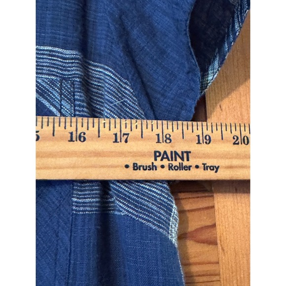 DOWNEAST Size L Blue Plaid Shift Dress with Pockets Casual Comfy 100% cotton - Picture 8 of 11